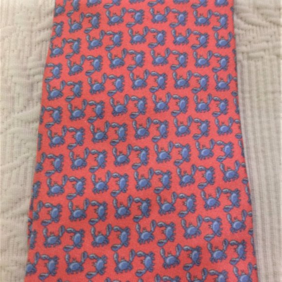 BATTISTONI ROMA Crab with Claws Nectk Tie Salmon Pink & Blue BAT 0833 - Picture 2 of 9